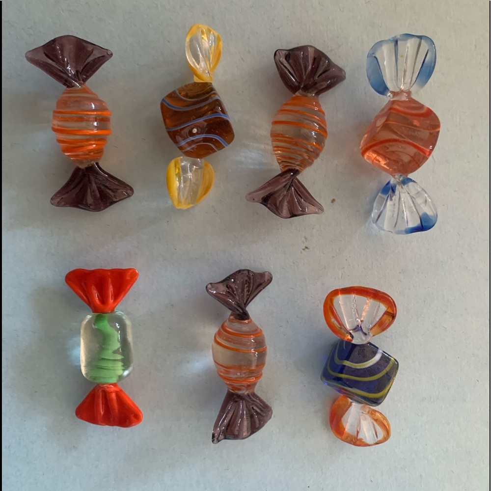 Set of 7 Murano style glass candies. ( set #2)